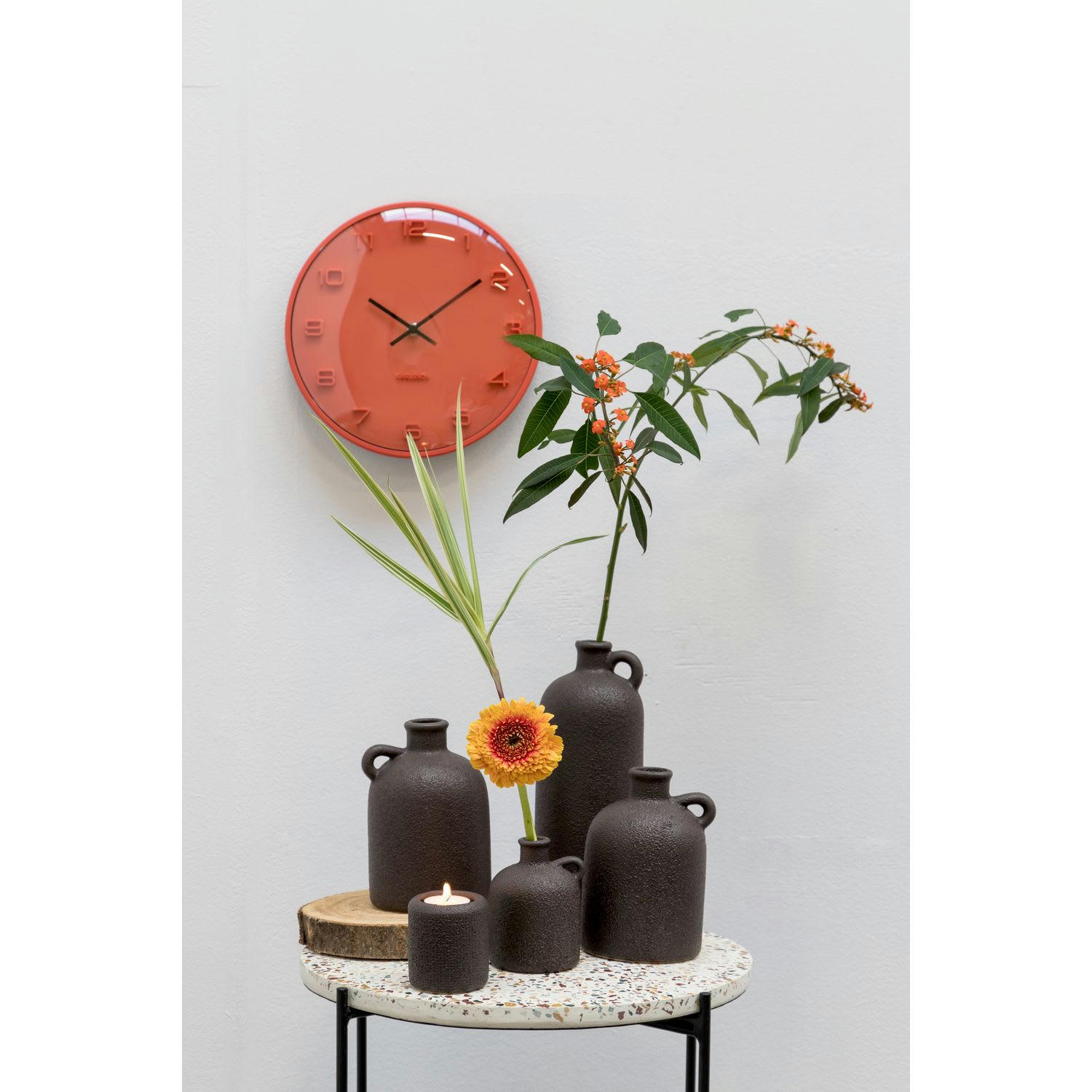 BURLY - Bougeoir en céramique design brut diam.7 cm noir