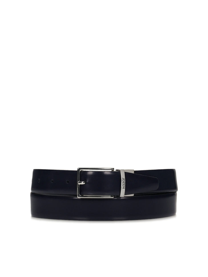 Navy blue and black reversible belt