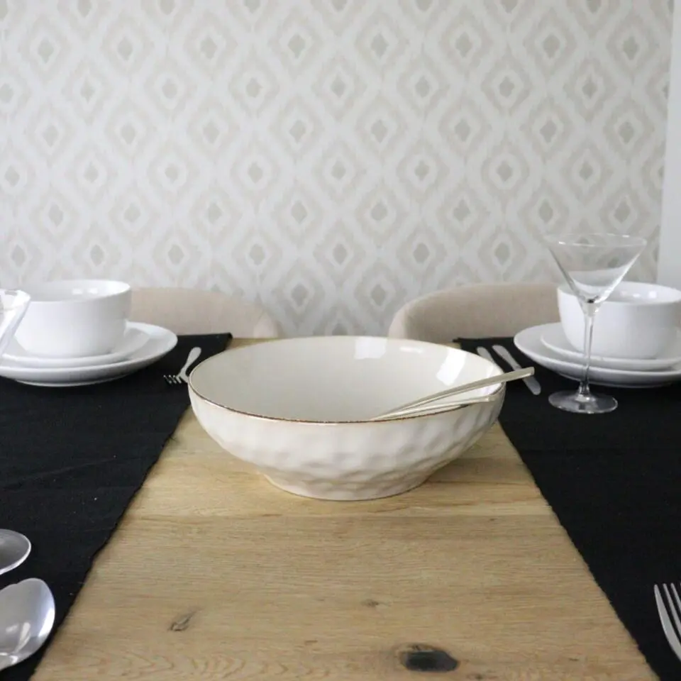 OTIX Saladeschaal Slakom Serveerschaal 2500ML Beige Keramiek