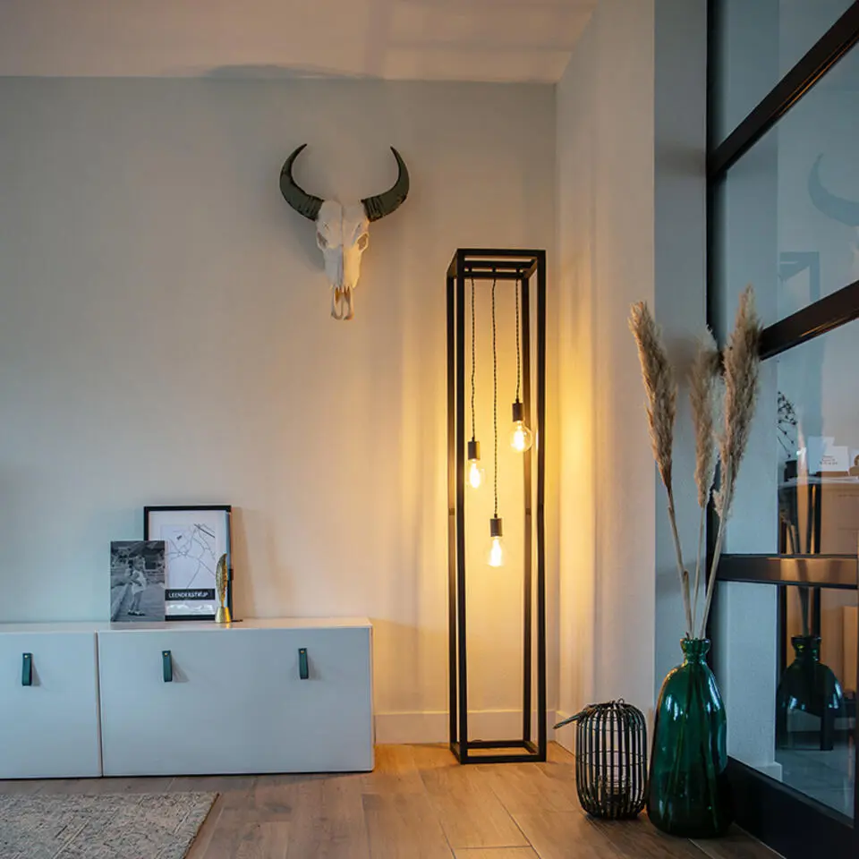 Qazqa vloerlamp big_cage zwart e27