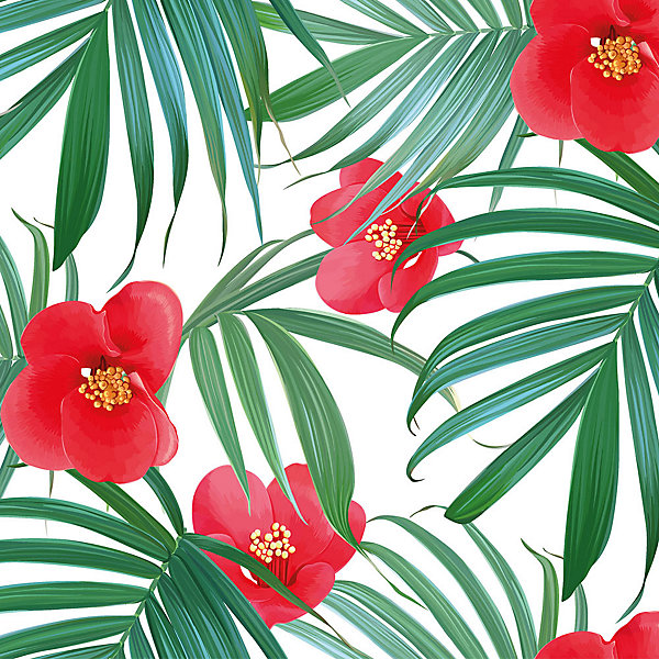 Crédence Adhésive Palmier Hibiscus 200 x 40 cm
