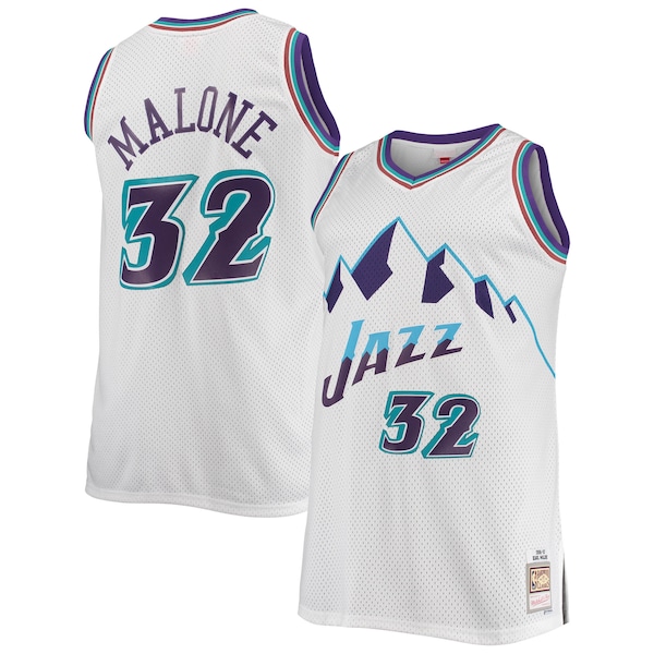 Karl Malone Utah Jazz 1996/97 Big & Tall Hardwood Classics Swingman Jersey - White/Purple