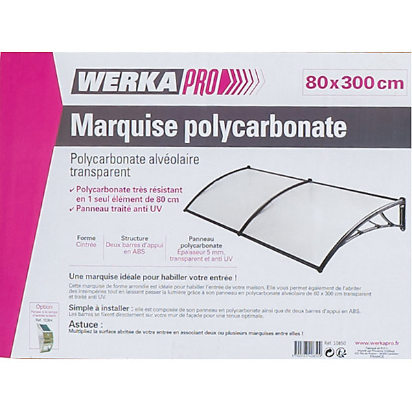 Marquise en polycarbonate 2 panneaux WERKA PRO