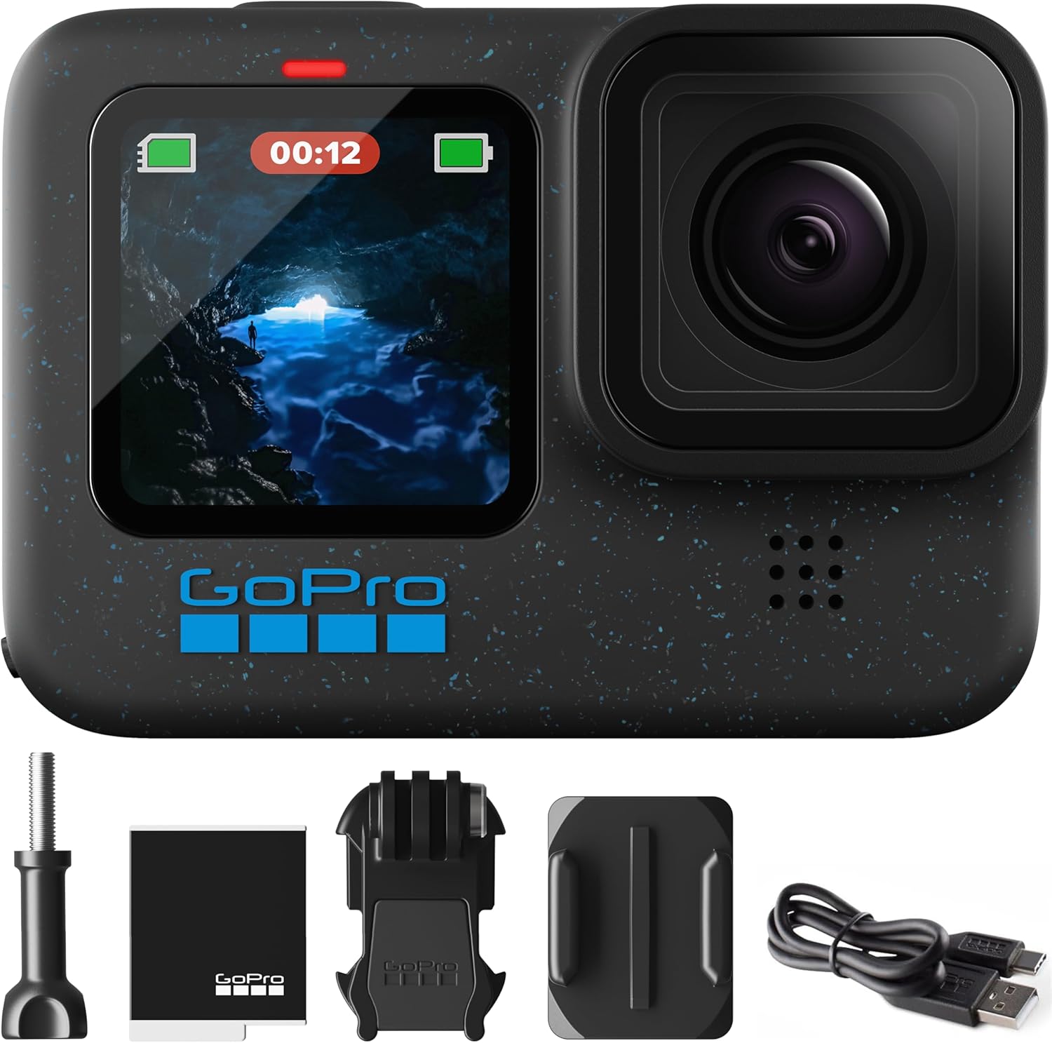 GoPro Hero12 Black E-Commerce Package - Waterproof Action Camera with 5.3K60 Ultra HD Video  27MP Photos  HDR  1/1.9 Image Sensor  Live Streaming  Webcam  Stabilization