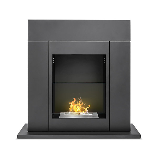 Marco Aurelio - Cheminée au bioéthanol de sol freestanding, 73x20xH75 cm couleur noir