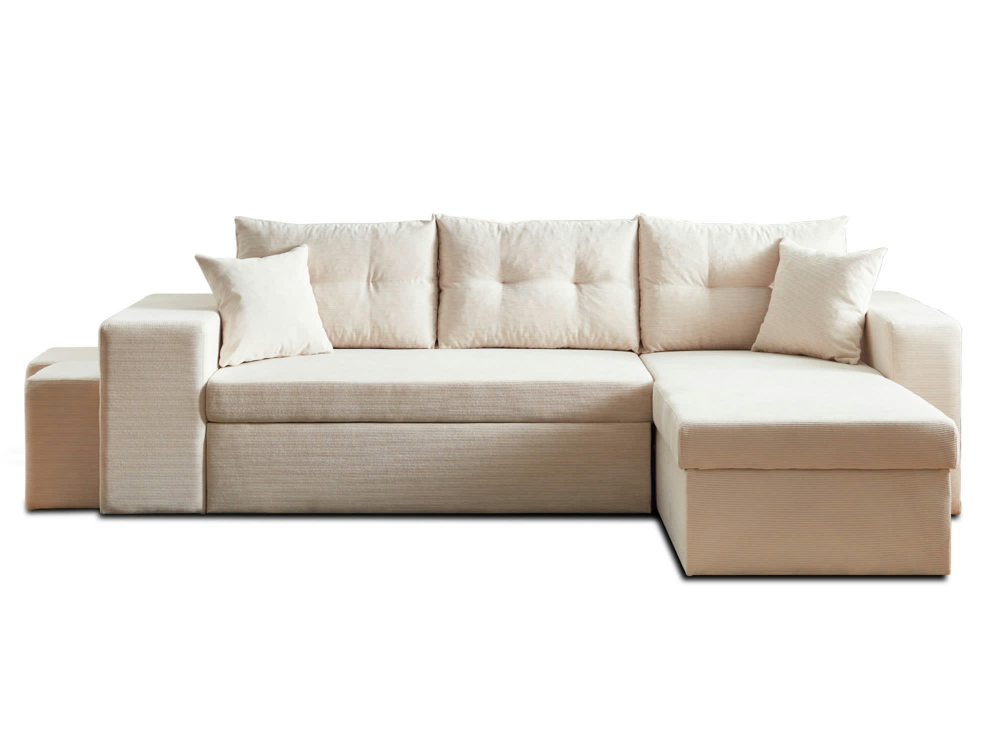 CALIFORNIA - Canapé d'angle réversible convertible 4 places en velours côtelé beige
