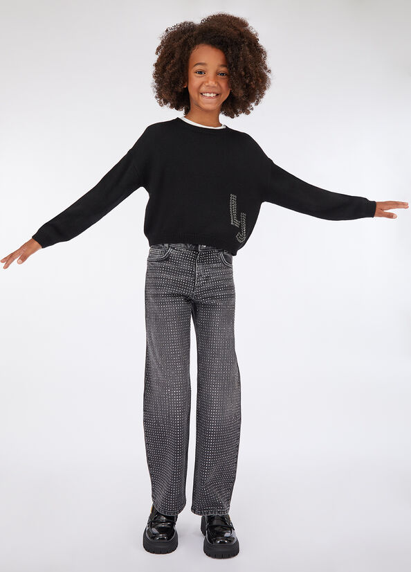 Maglia in lana con logo e strass