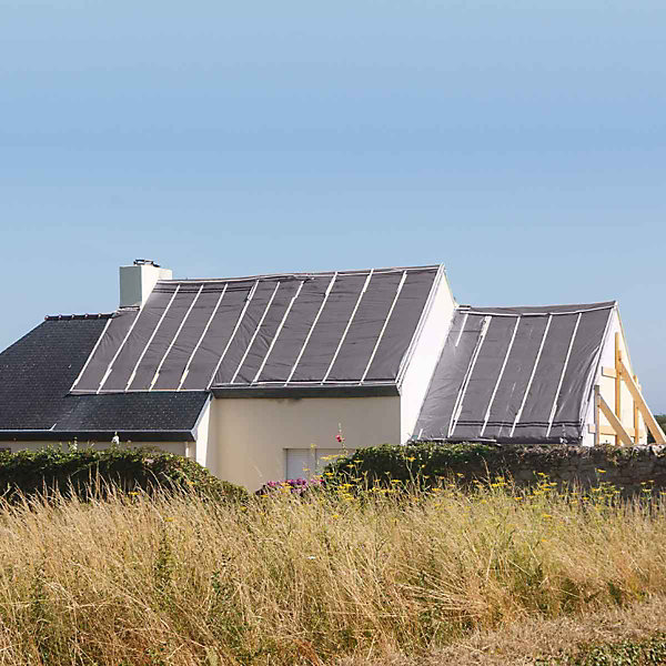 Bâche Toiture 5x6 m Grise - Garantie 10 ans TECPLAST - XP640TO - Bâche d'étanchéité pour Couvreur et Charpentier - Made in France