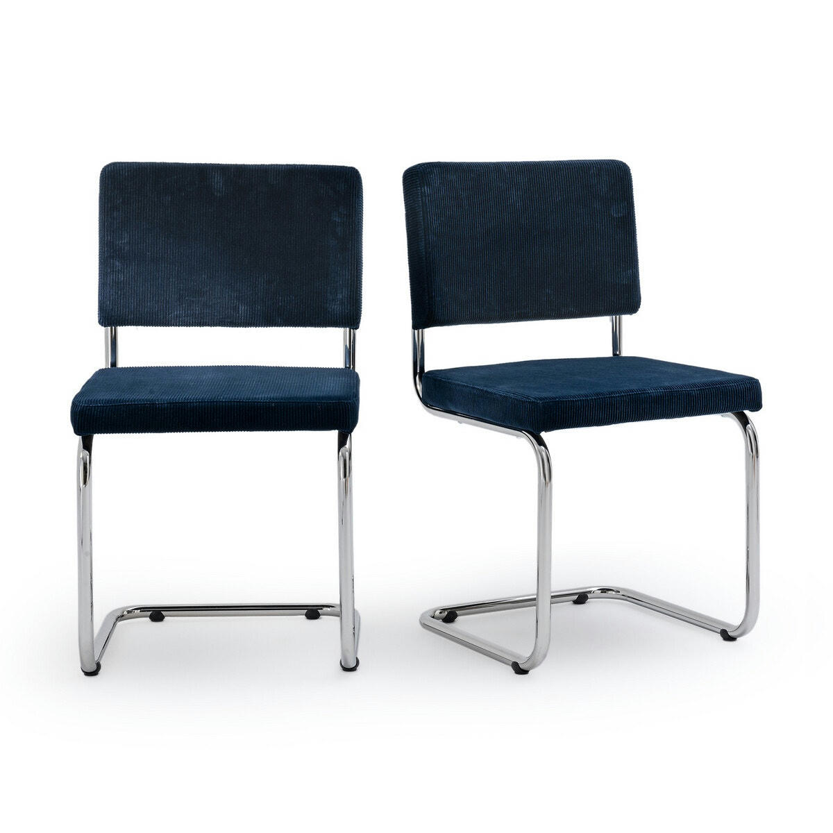 Lot de 2 chaises cantilever en velours, Sarva