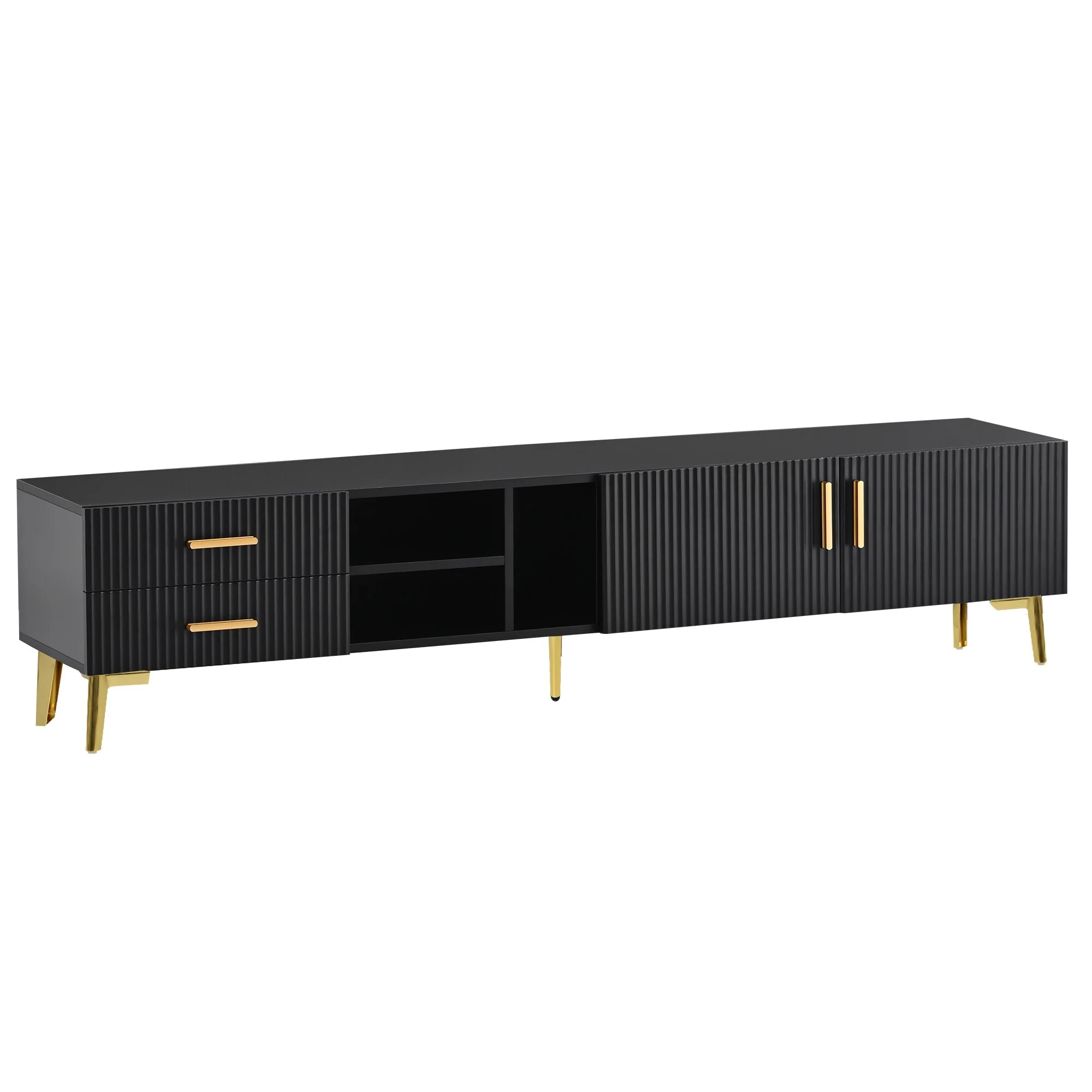 Modern TV Stand up to 77 with 5 Champagne legs - 70.9 D x 13.8 W x 16.1 H