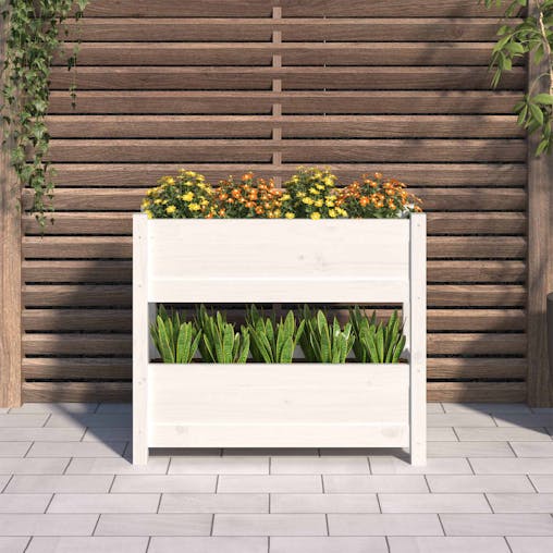 NNEVL Planter White 77x25x66 cm Solid Wood Pine