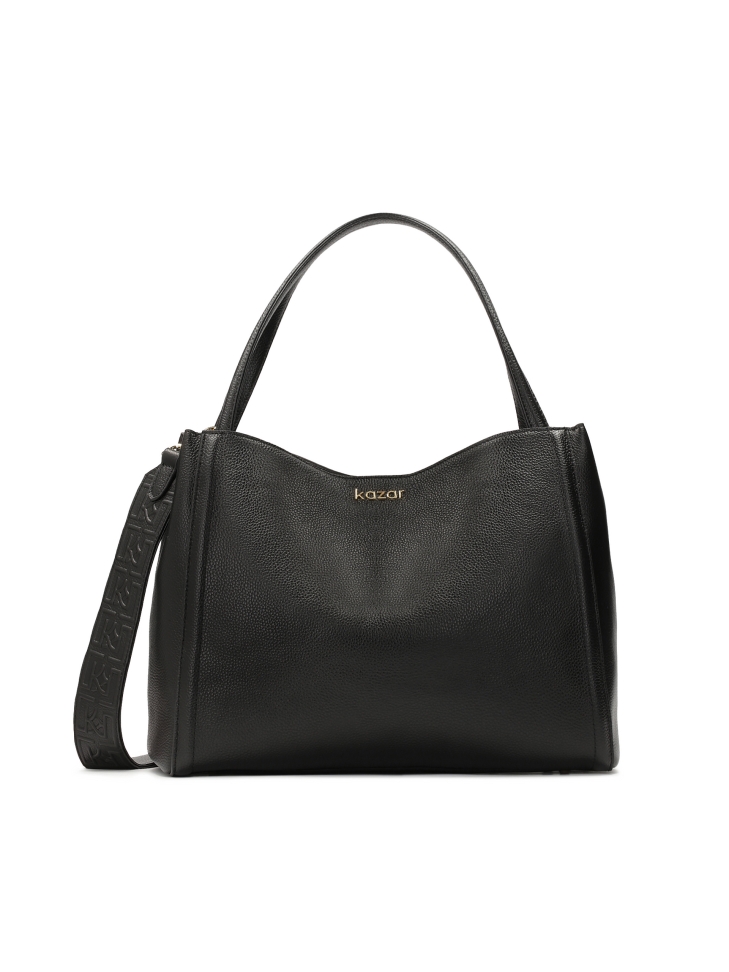 Large black soft leather handbag