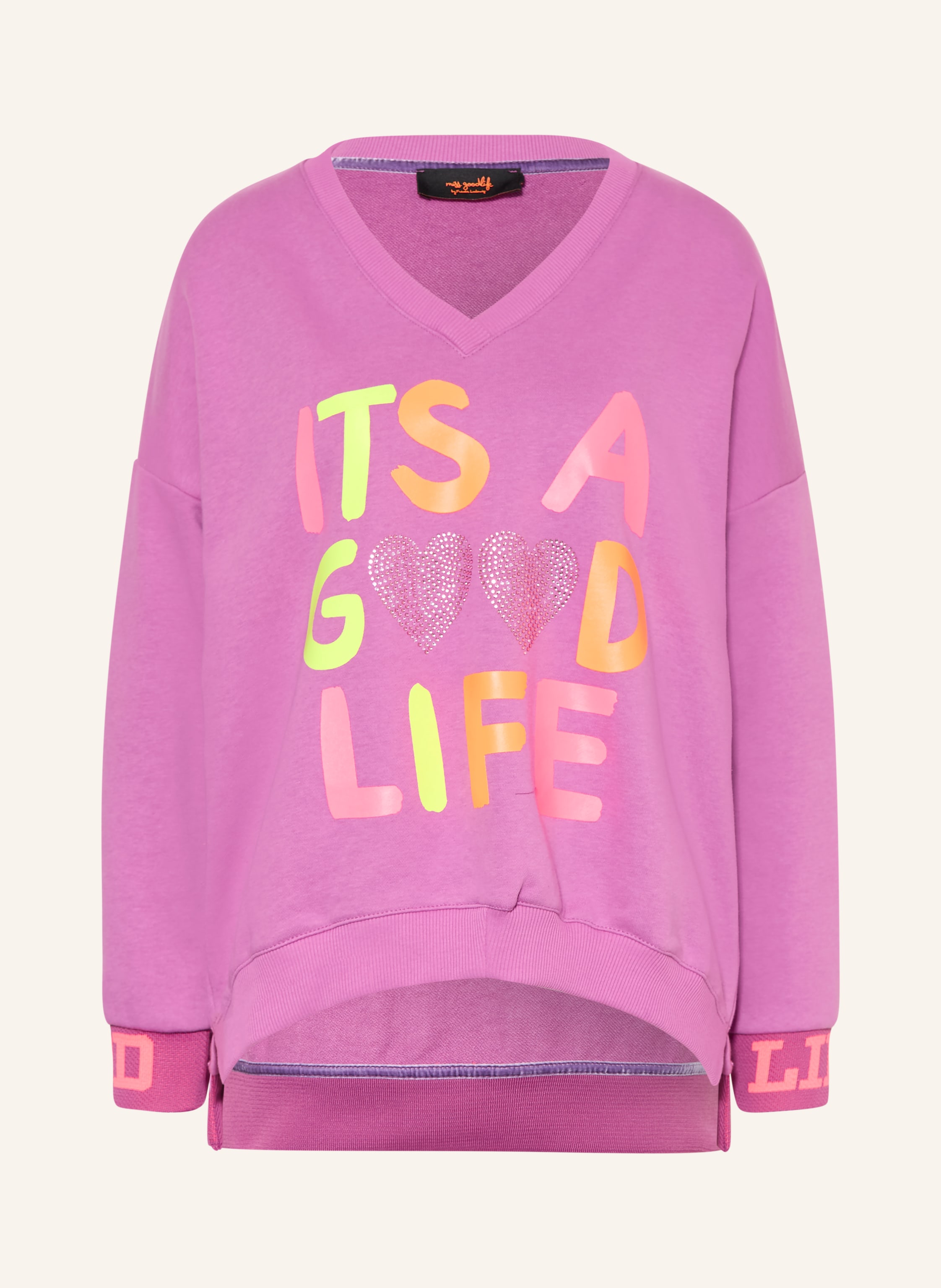miss goodlife Sweatshirt mit Schmucksteinen