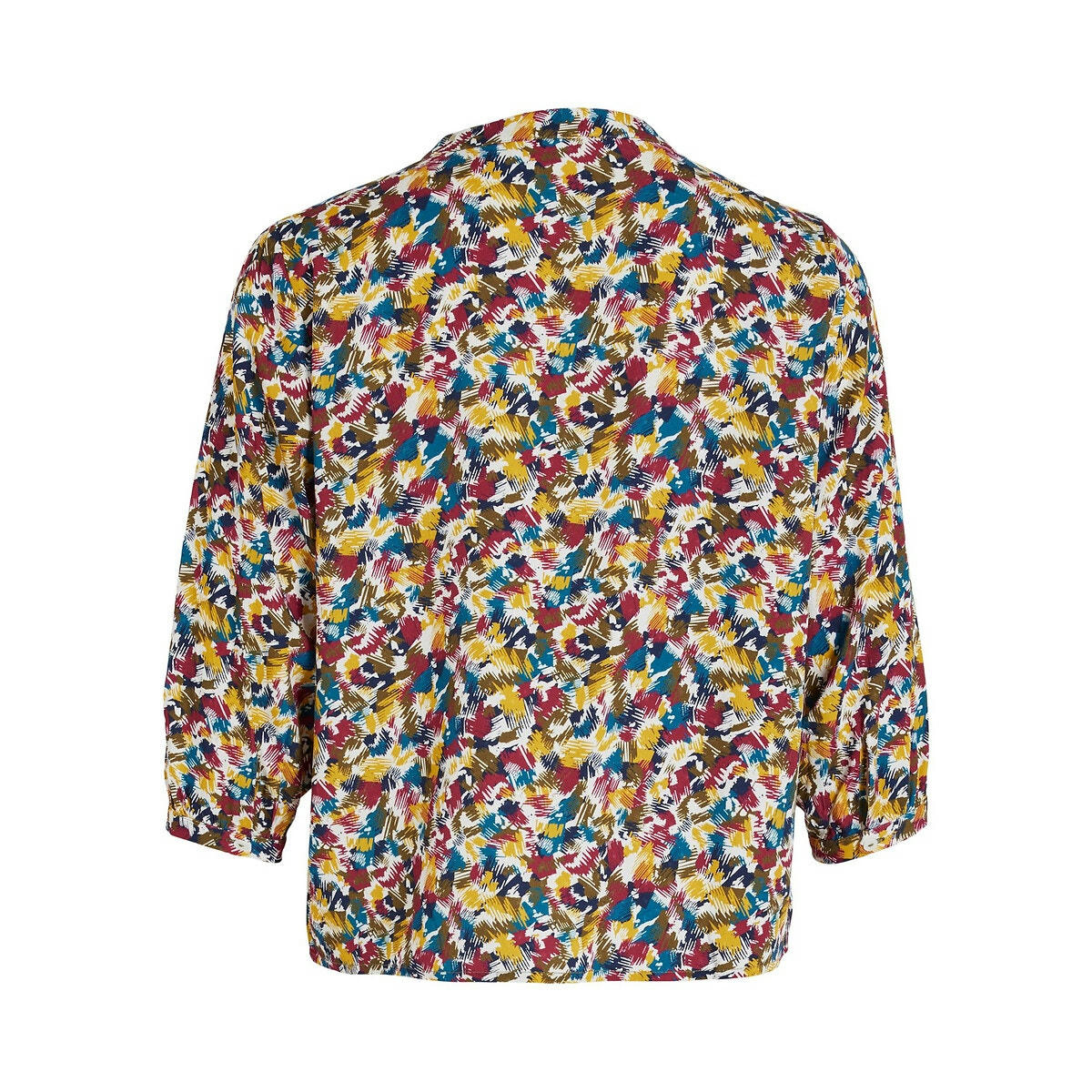 Blouse courte, col mao, imprimée