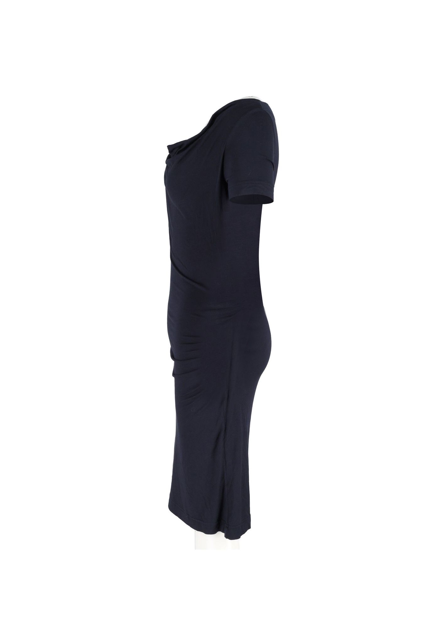 Vivienne Westwood Preloved Draped Neckline Dress in Navy Blue Cotton