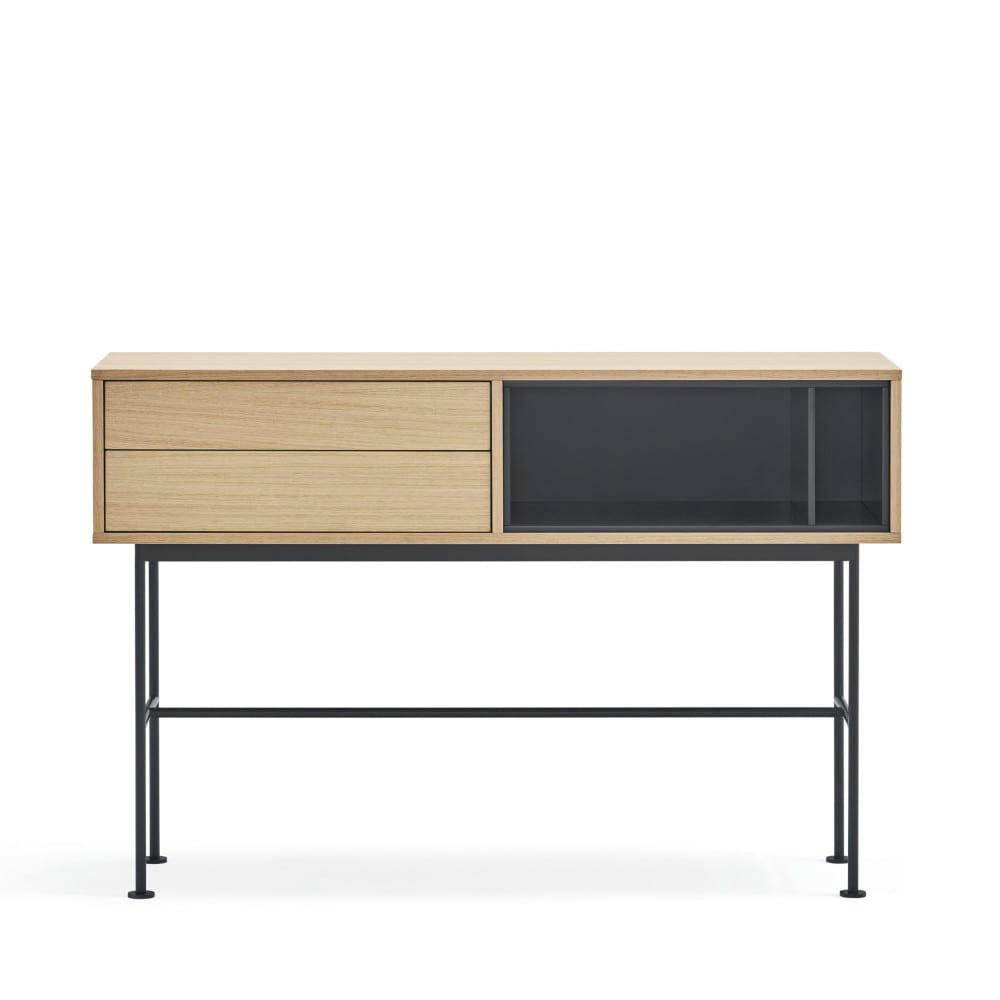 YOKO - Console 2 tiroirs en bois L120cm gris anthracite