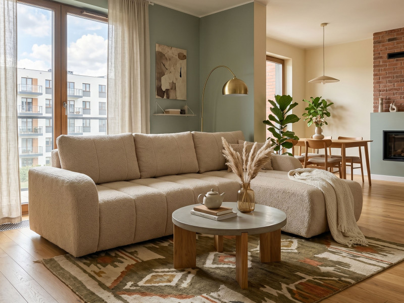 Narożnik Alba Soft 240x148 rozkładany z pojemnikiem, str. prawa, Lambi 10