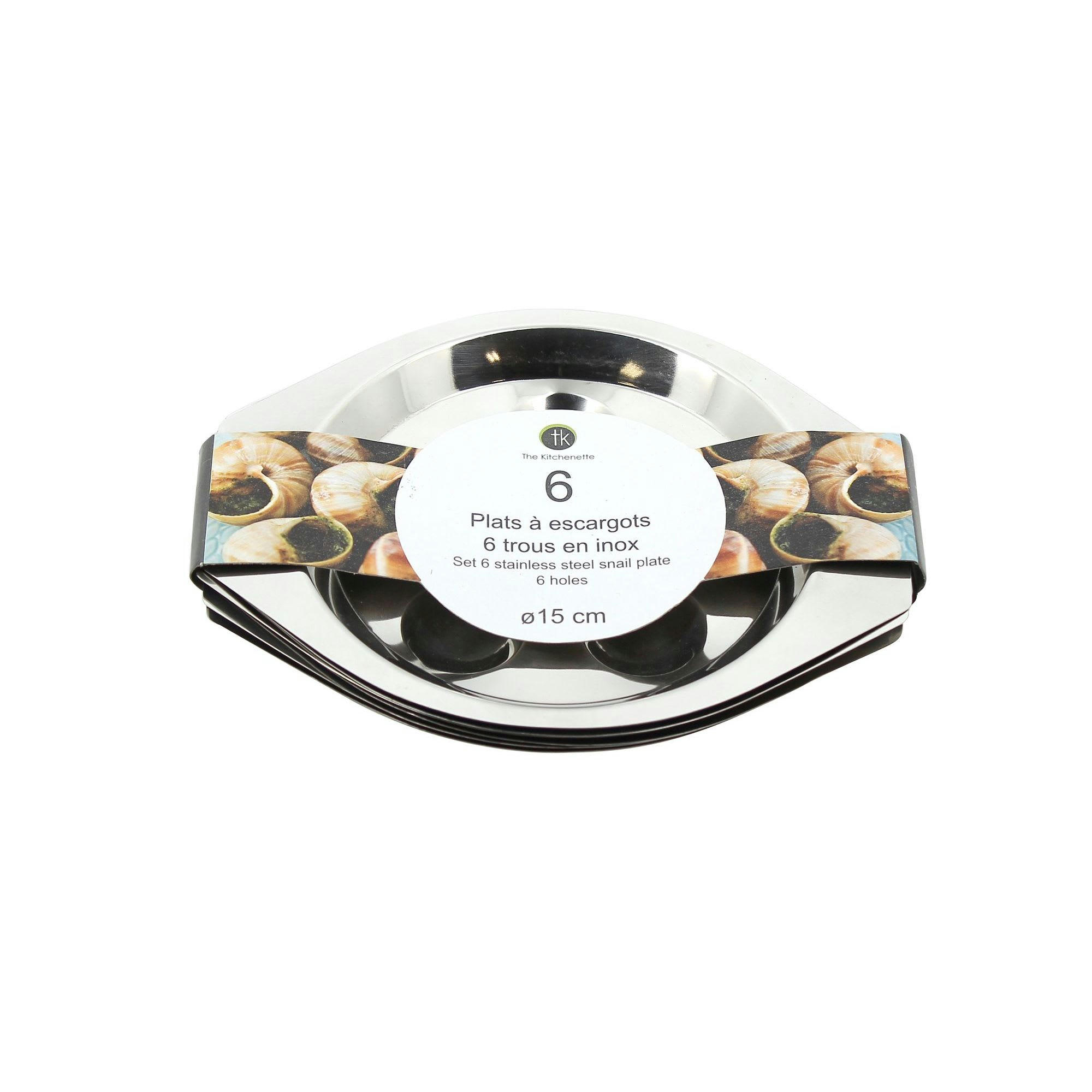 - Lot de 6 plats à escargots 6 trous en inox