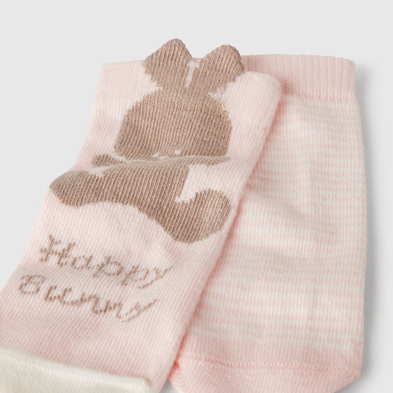 Set of socks with stripes and bunny