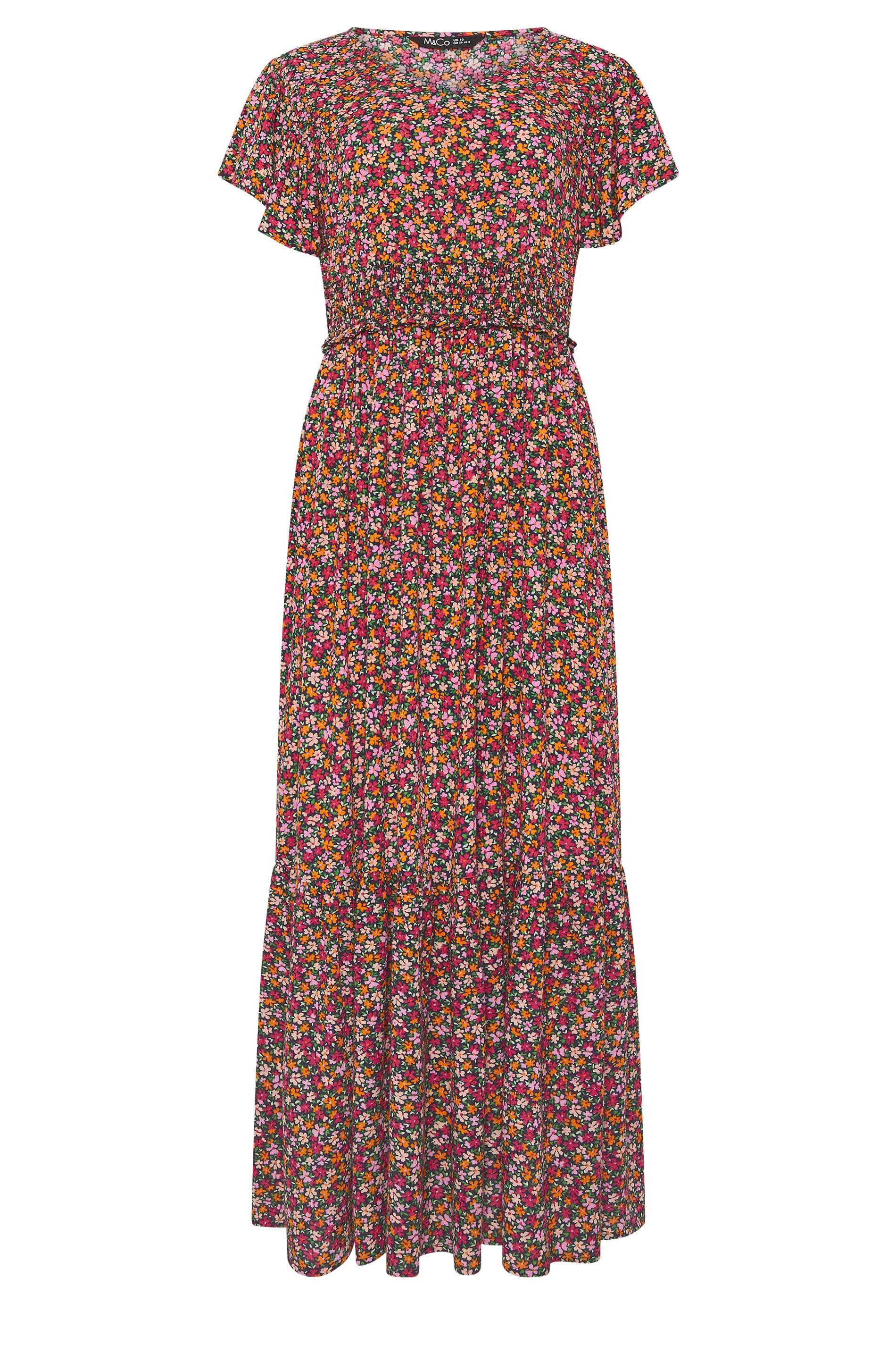 M&Co Printed Shirred Waist Maxi Dress