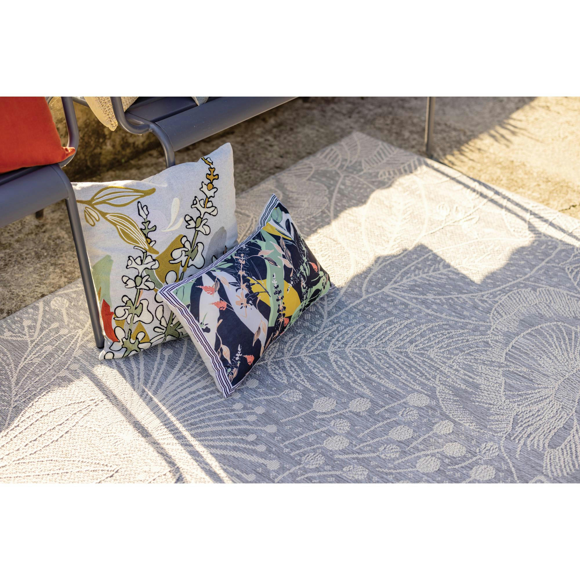 GINA - Coussin recyclé brodé  en coton recycle multico 45 x 45