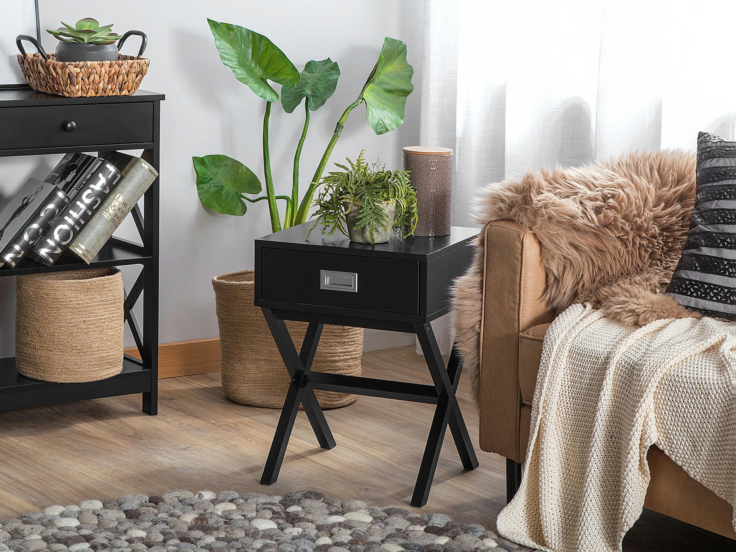 MONROE - Table basse noire avec tiroir