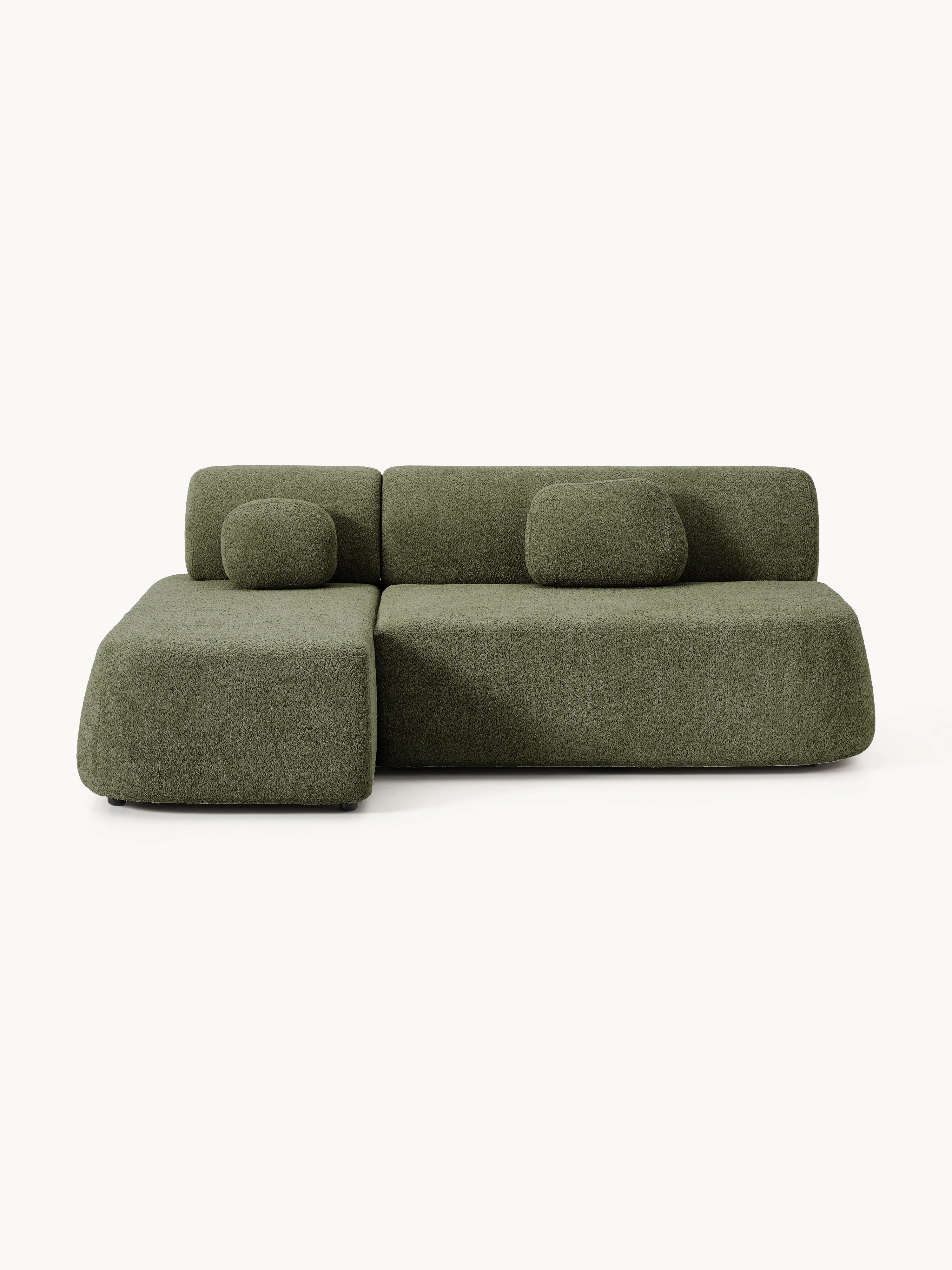 Schlafsofa Pao aus Teddy-Bouclé mit Stauraum