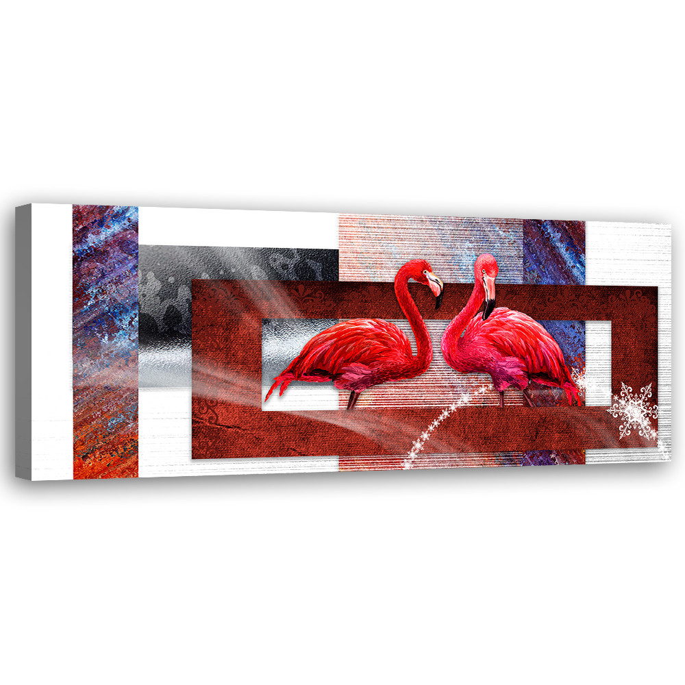 Feeby Obraz na płótnie, Dwa czerwone flamingi 90x30