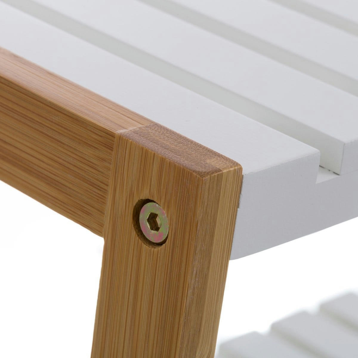 - Étagère à chaussures bambou blanc 2 étages 70x26x36cm