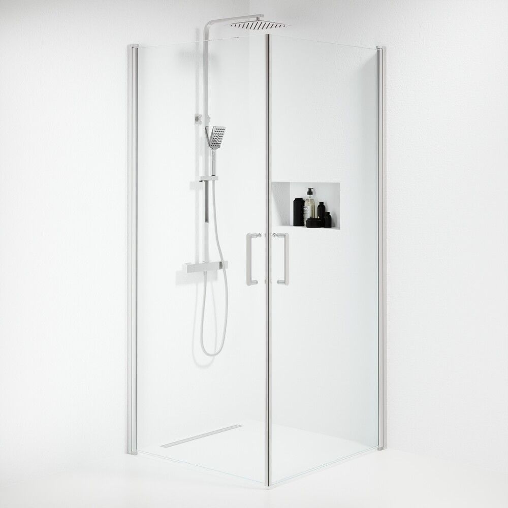 DUSJHJØRNE CAMARGUE STRANDBO RETT 80X80CM KROM