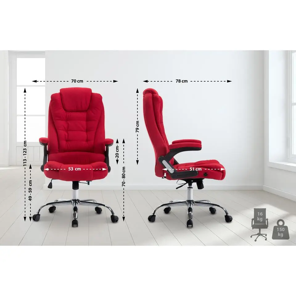 CLP Bureaustoel Thor chroom Frame - Stof - rood