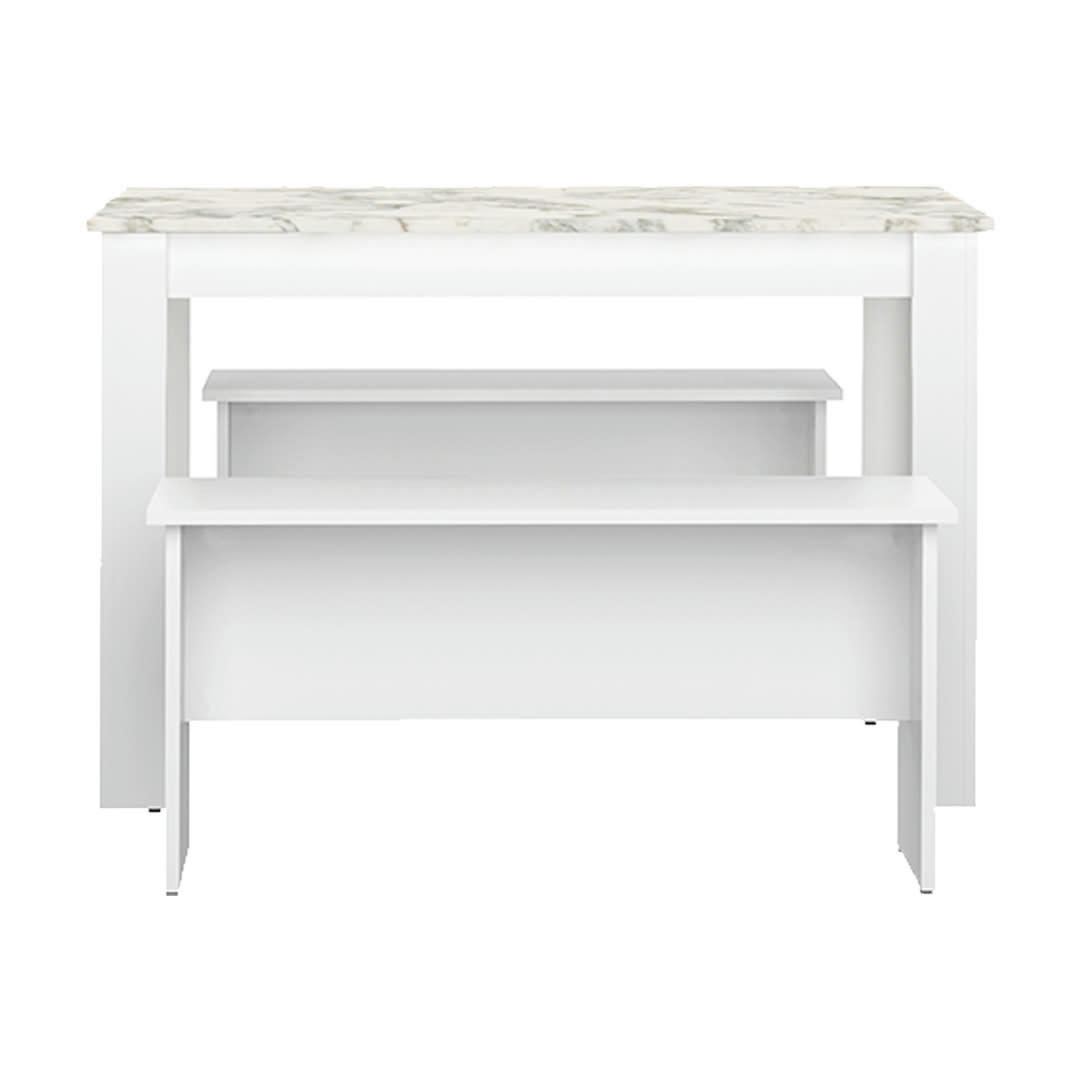 NICE - Table effet bois blanc et marbre