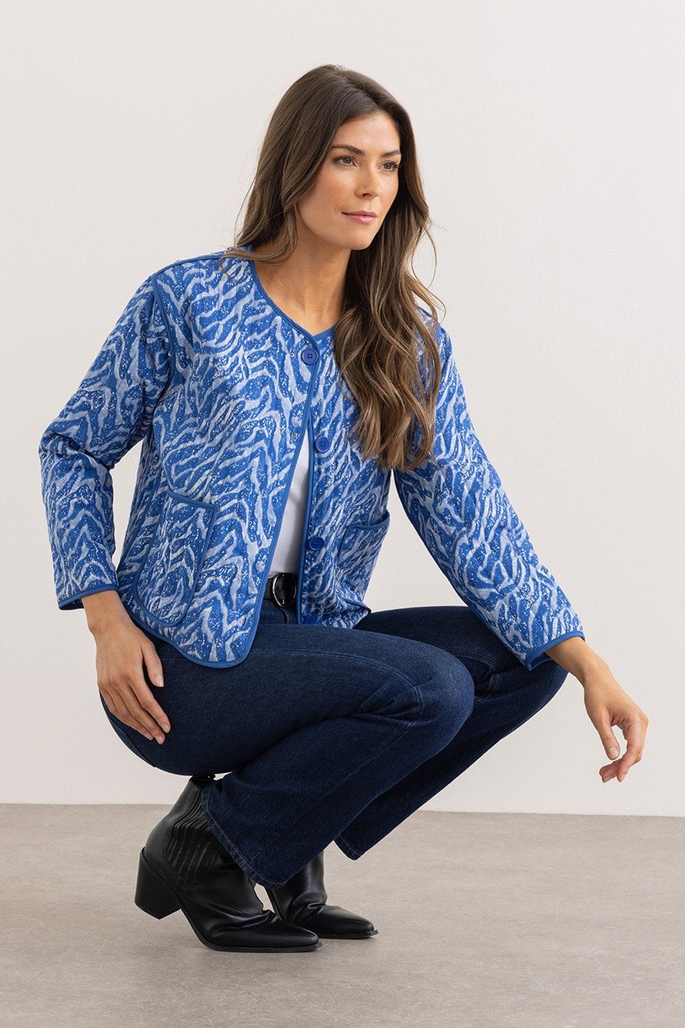 Klass. Printed Lightweight Quilted Boxy Jacket