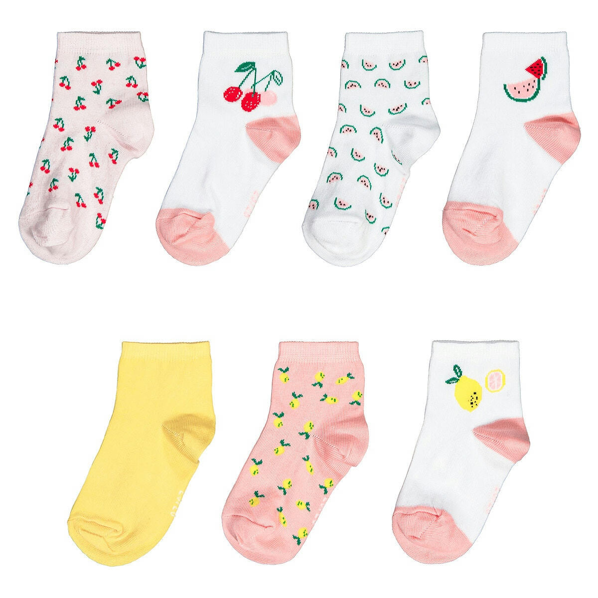 Lot de 7 paires de socquettes imprimées fruits