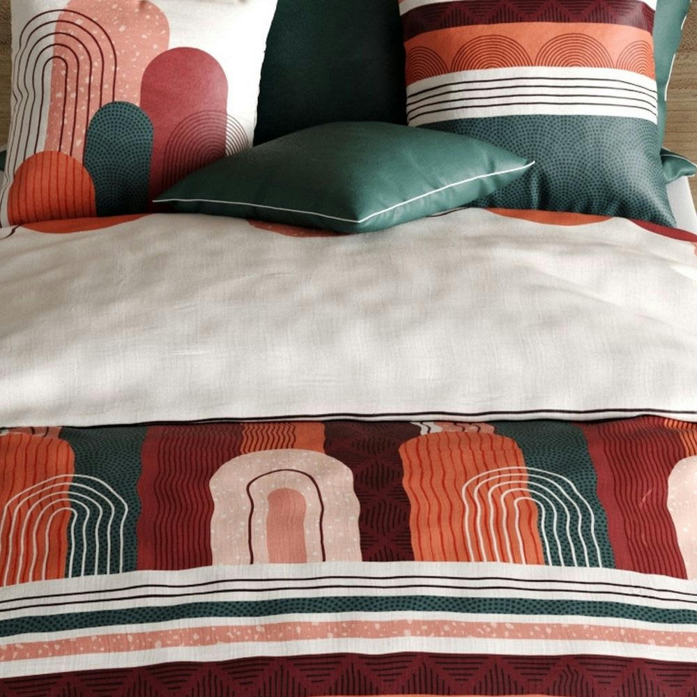 - Parure de lit 2 places coton à motifs 240x260 cm