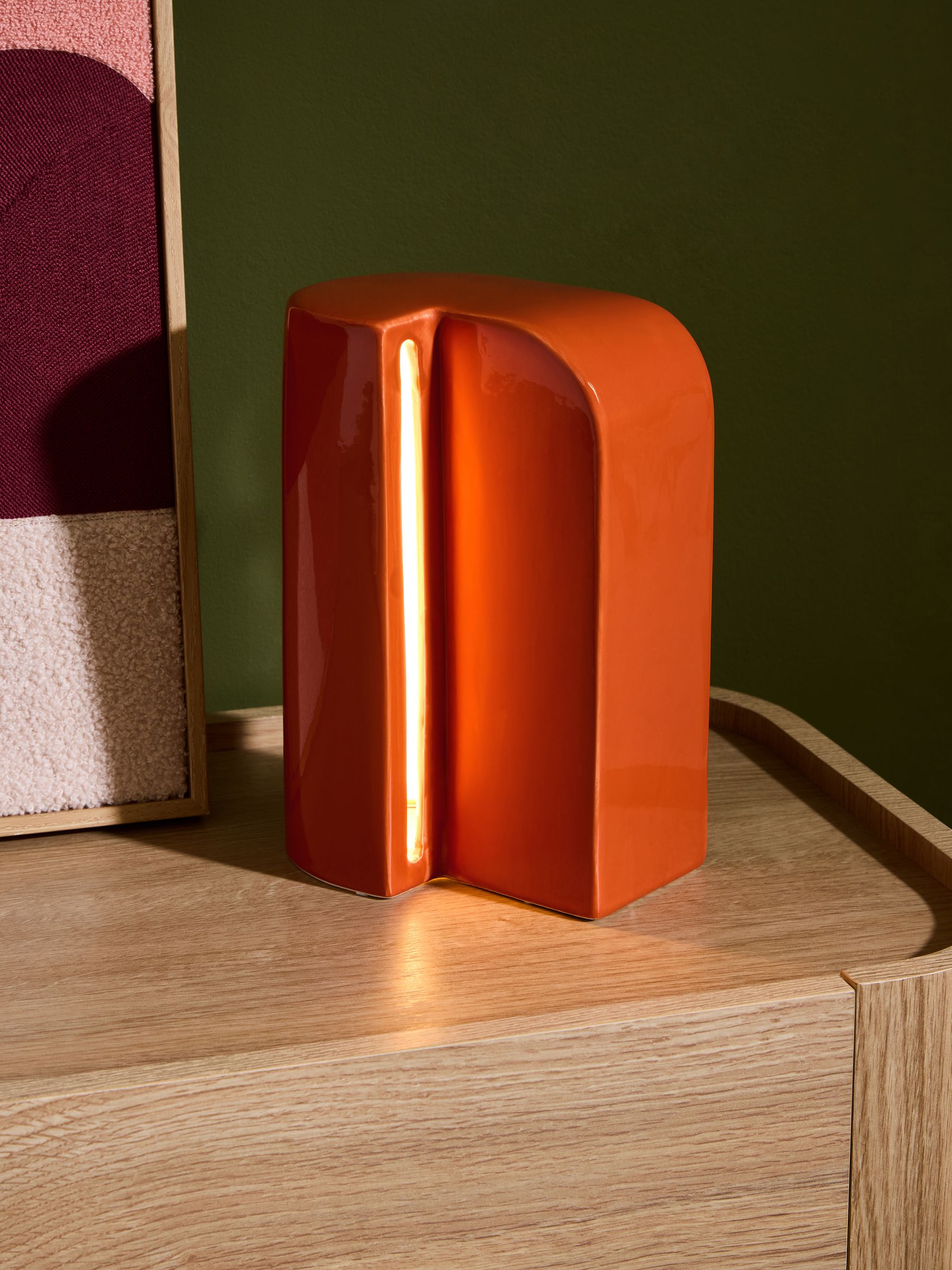 Edy Table Lamp in Orange Ceramic