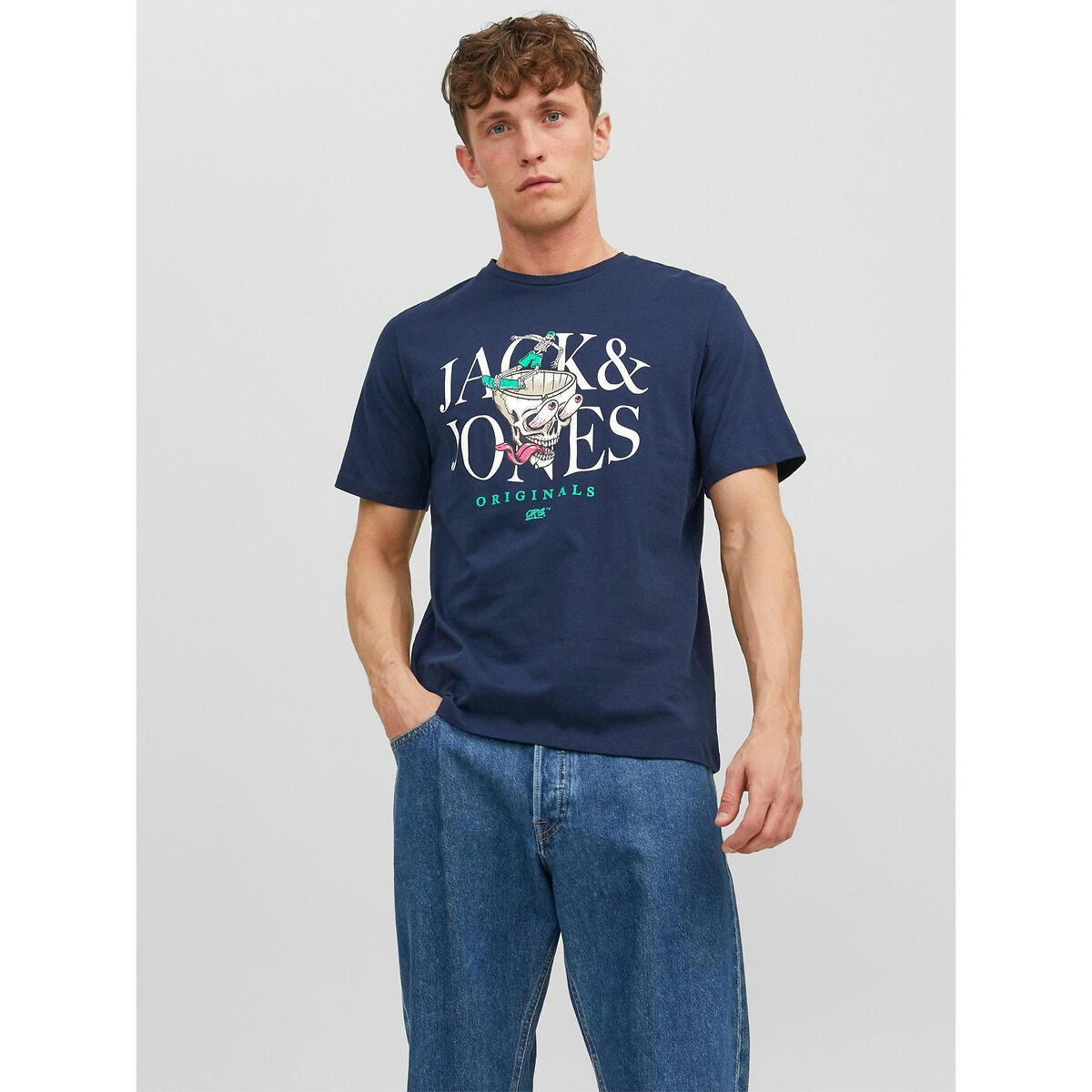T-shirt col rond imprimé tête de mort