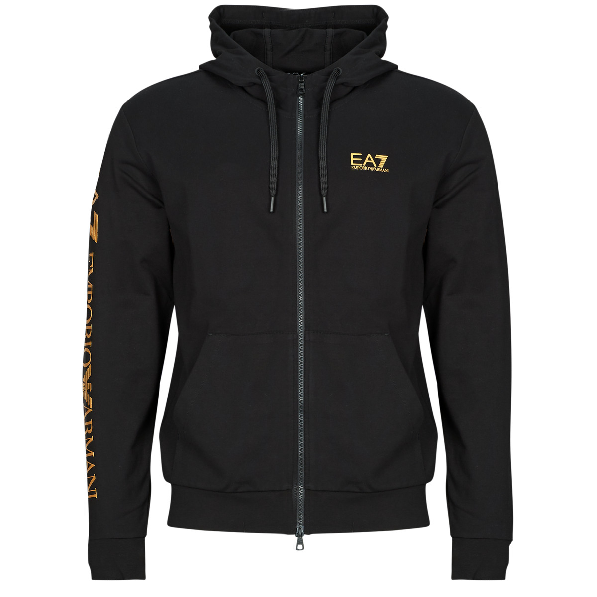 Emporio Armani EA7 - TRAIN LOGO SERIES M HOODIE FZ EXTENDED LOGO CC - TRAIN LOGO SERI - Black / Gold