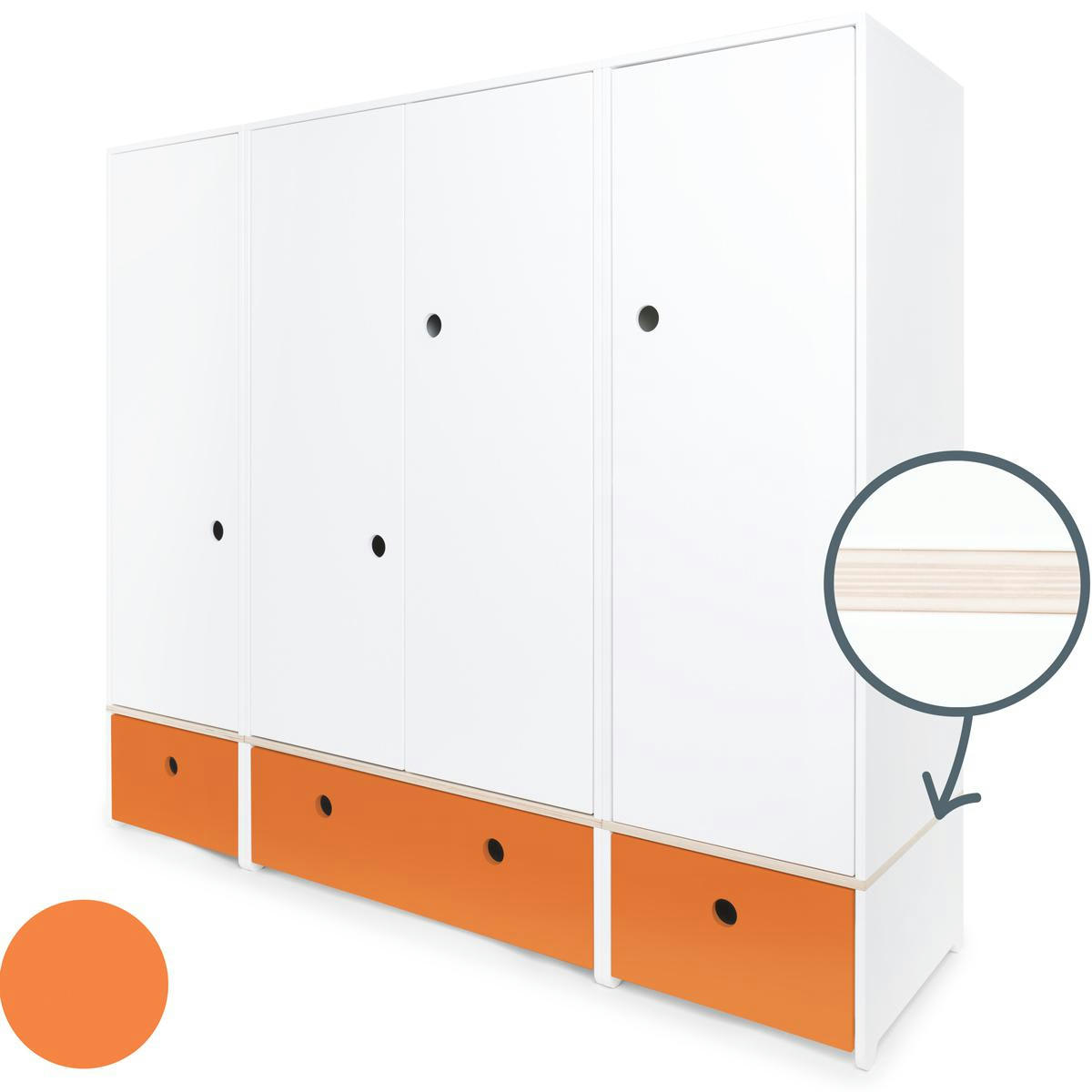 COLORFLEX - Armoire 4 portes orange