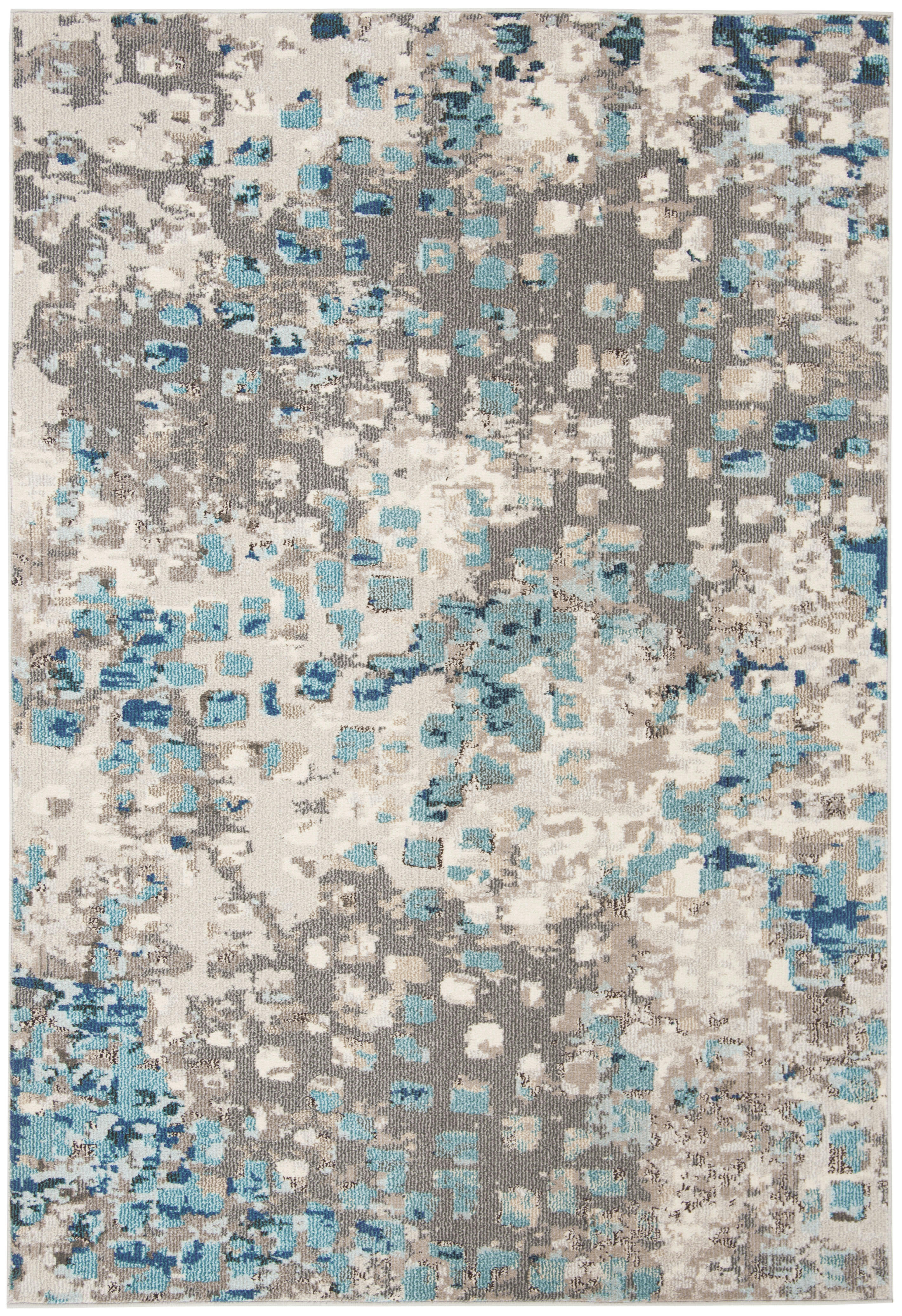 MADISON - Tapis de salon interieur en gris & bleu, 122 x 183 cm