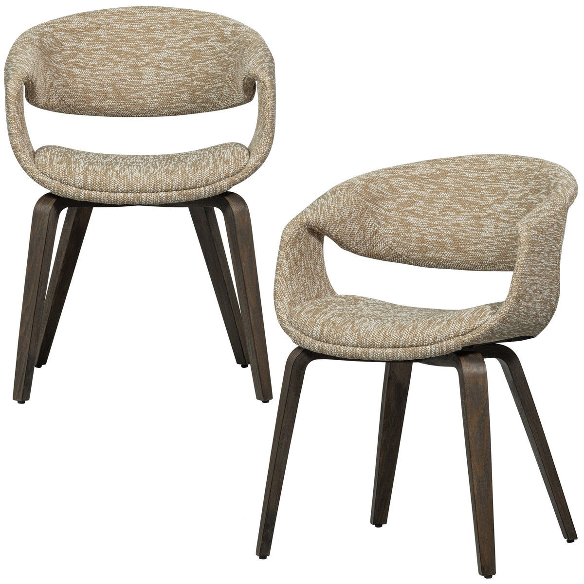 WOOOD eetkamerstoelen met houten bruinen poot Yossi - Zand - Set van 2