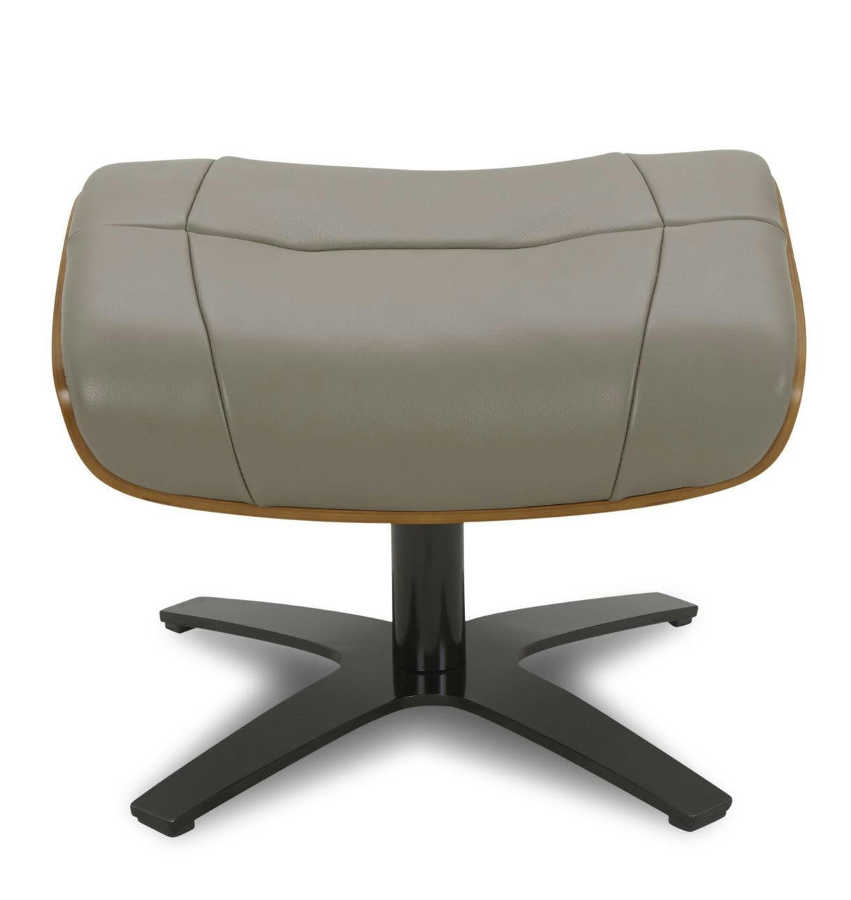 NAOS - Pouf en cuir et chêne Naturel - Cuir Taupe