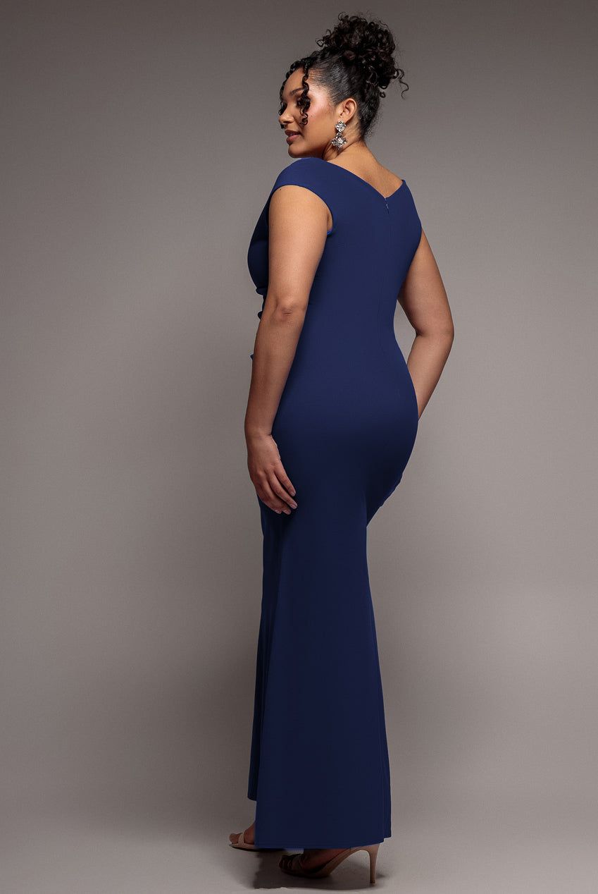 Goddiva Bardot Pleated Maxi Dress