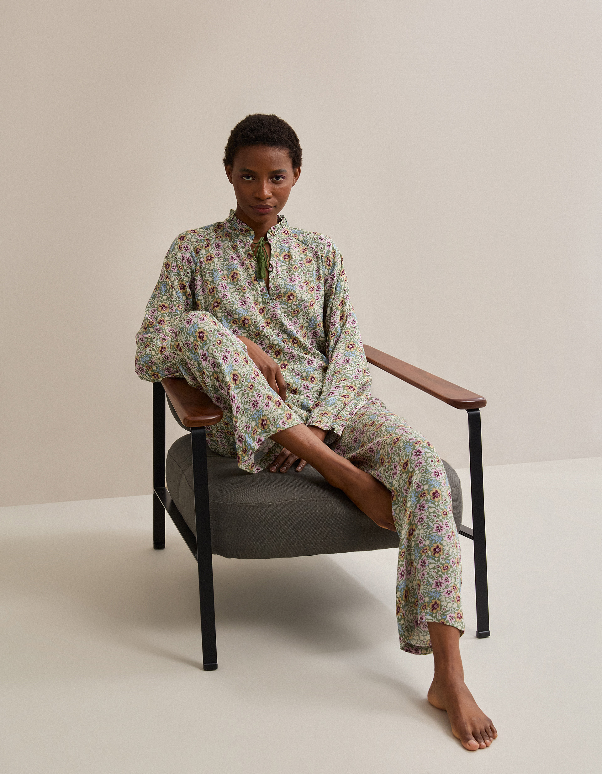 Pijama Flores, Mulher, Branco