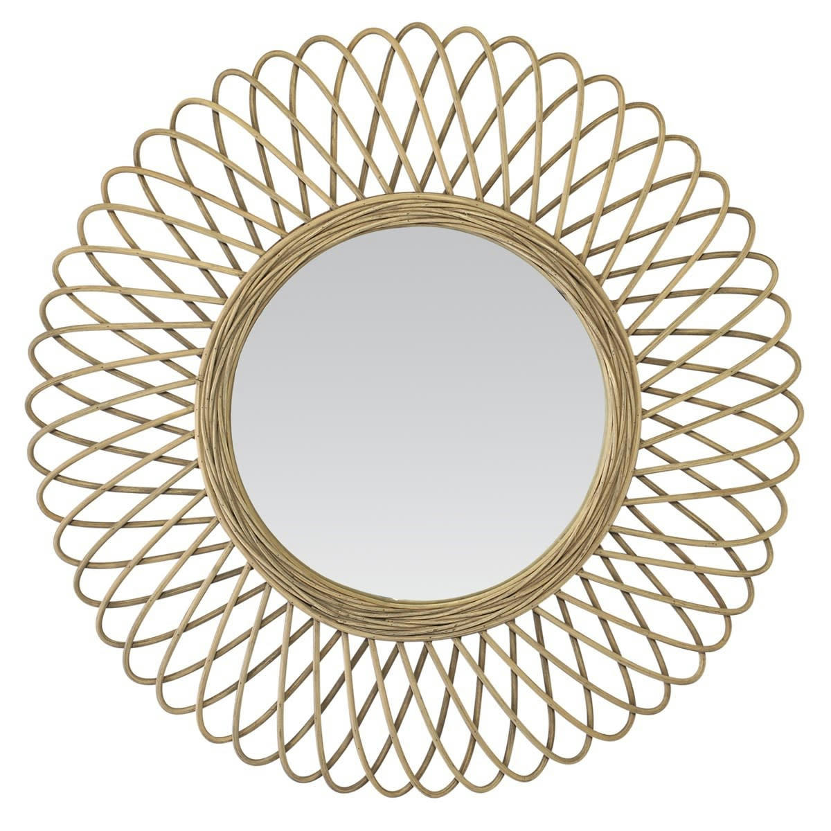 MILA - Miroir rond en rotin naturel 58cm