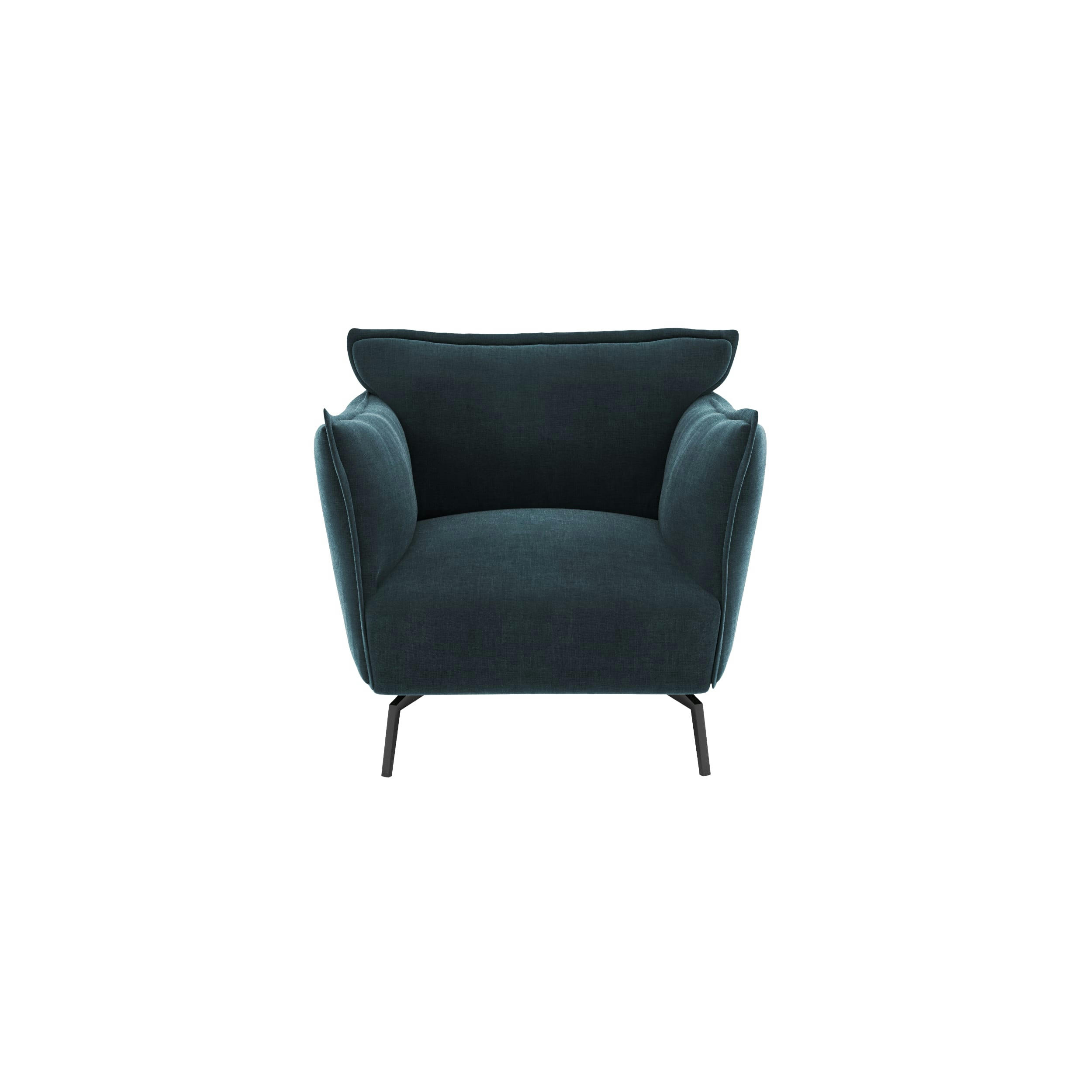 LENNY - Fauteuil velours bleu paon