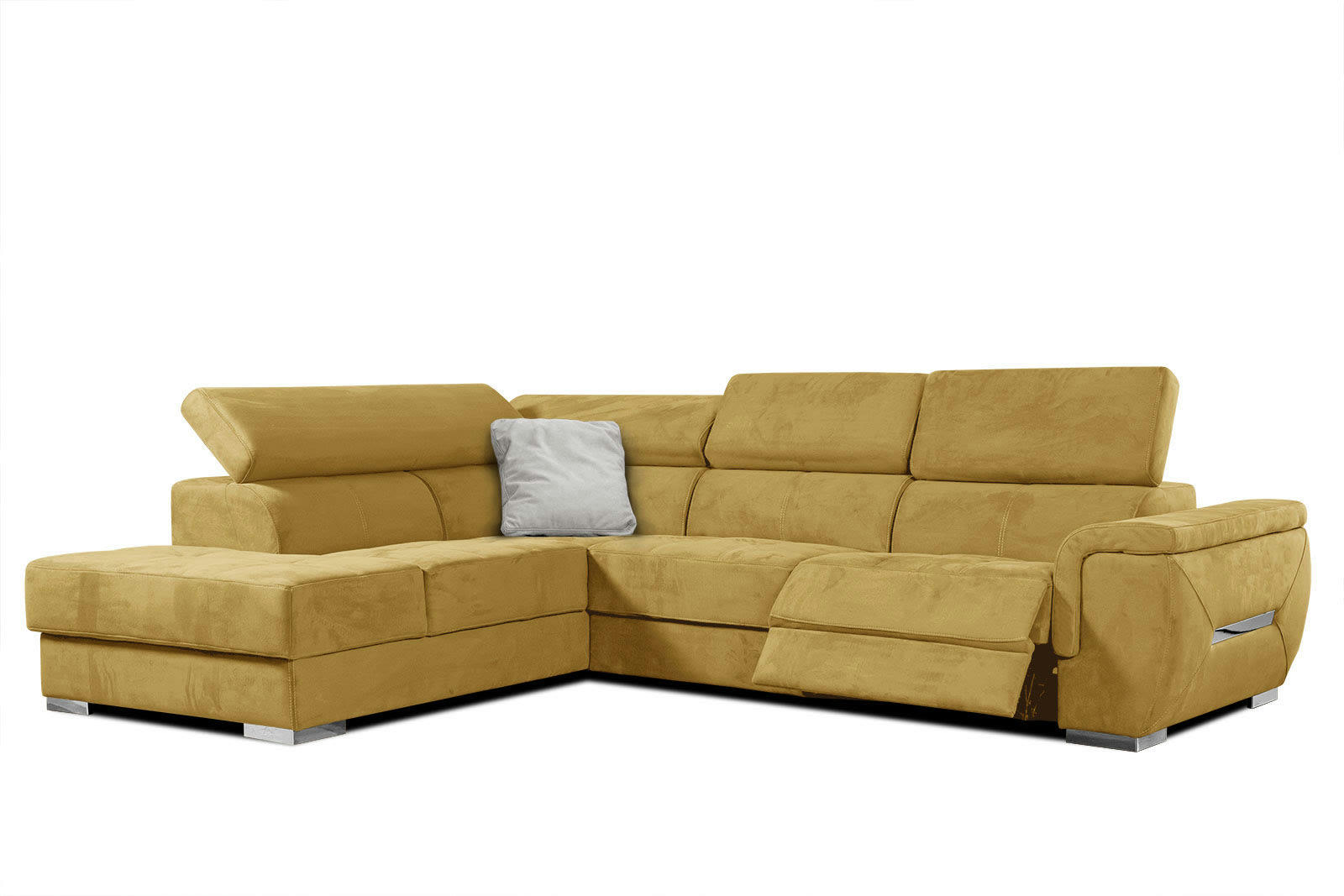 KELTE - Canapé d'angle gauche 5 places avec une relaxation tissu jaune
