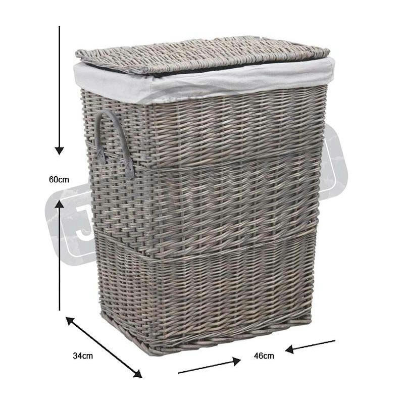 - Corbeille à linge en osier avec doublure 100% coton