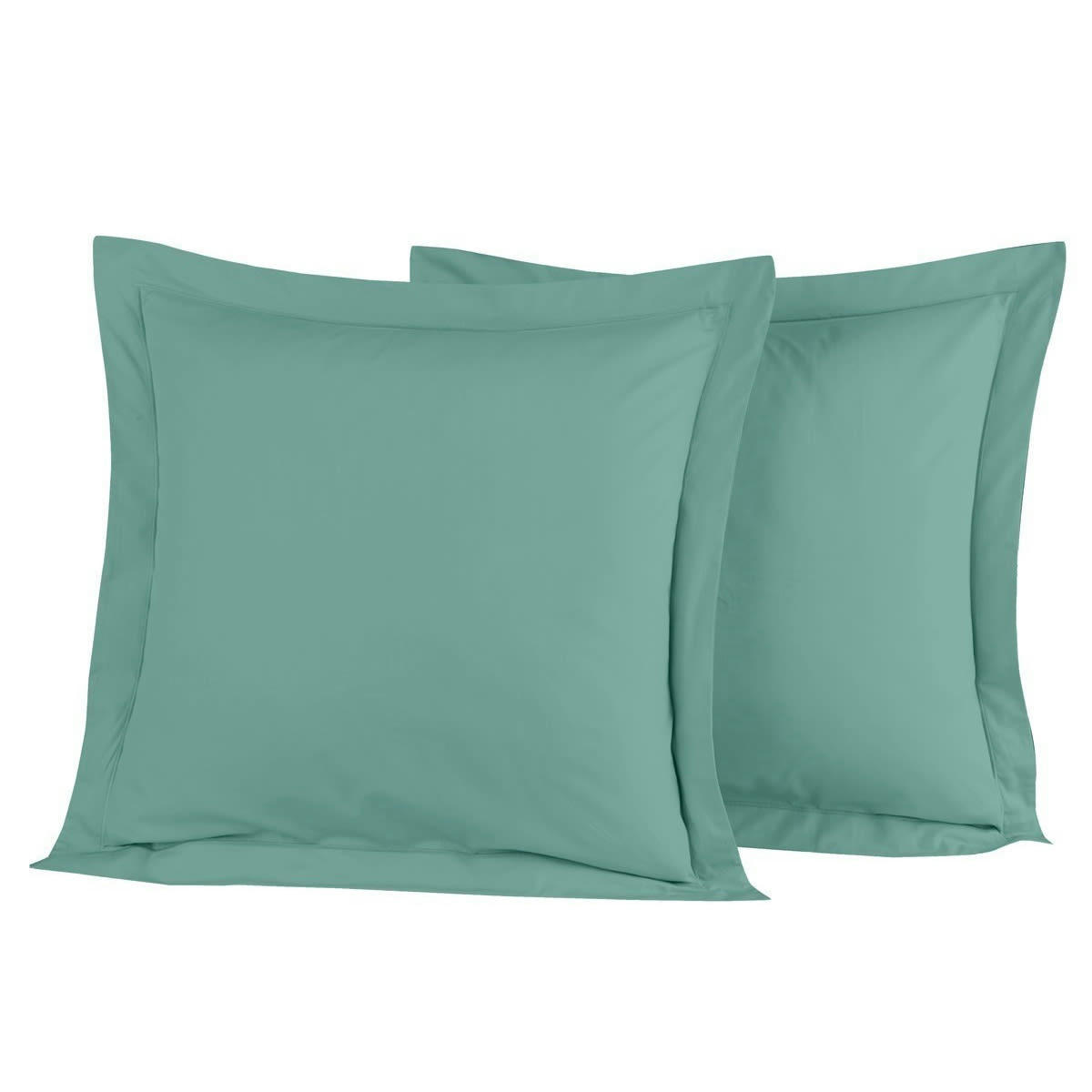 SOFT PERCALE - Lot de 2 taies d'oreiller en percale de coton aqua sea 65x65 cm
