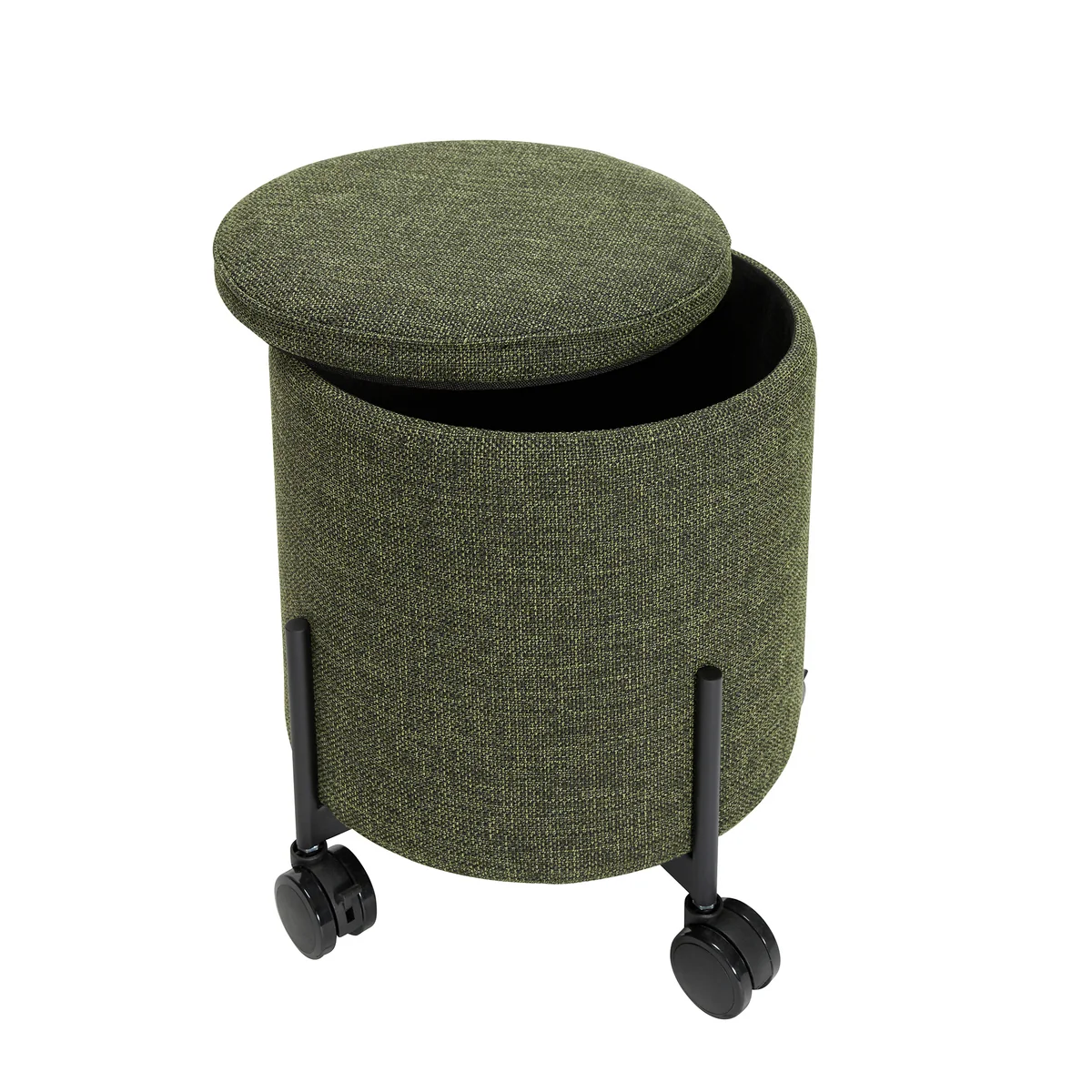 Hübsch Interior - Contain Pouf mit Rollen large Ø 66 x 37 cm, grün